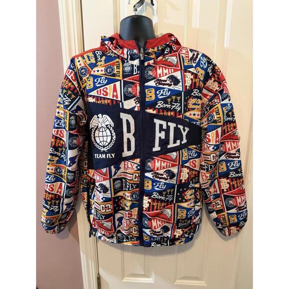 Other - Born Fly Multicolor Zip Up Jacket Mens Medium All Over Print Hip Hop